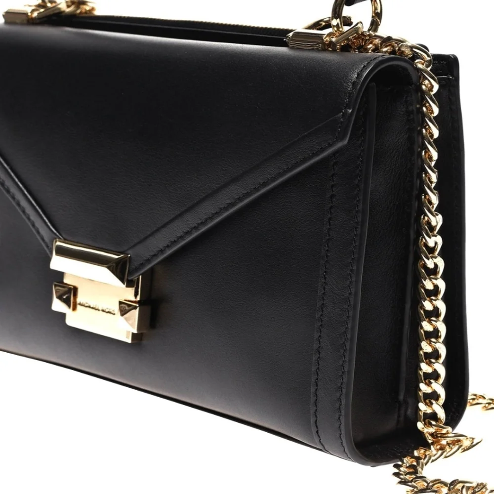 Michael Kors Whitney Black Calf Leather Shoulder Bag OS